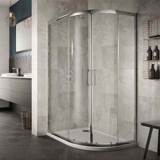 Sommer 8 900mm x 760mm Double Door Offset Quadrant Shower Enclosure - 8mm Glass - Chrome - SOE04 - Envy Bathrooms Ltd