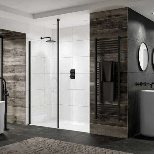 Sommer Evolve 1400mm Wetroom Glass Panel - Black - EVOBK140 - Envy Bathrooms Ltd
