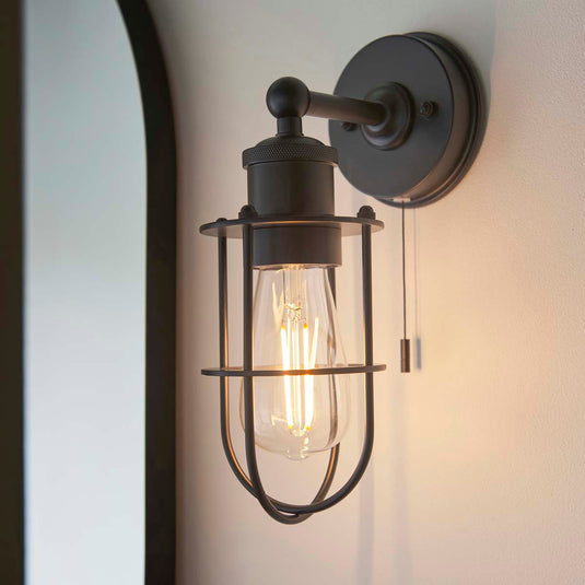 Sycamore Black Caged Wall Light E27 | SY101448