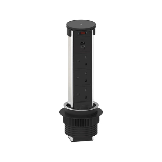 Sycamore Powertech Pro Flush Pull-Up Module USB Qi Charging Black Top | SY9058BL