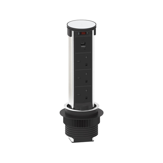 Sycamore Powertech Pro Flush Pull-Up Module USB Qi Charging Stainless Steel Top | SY9058SS