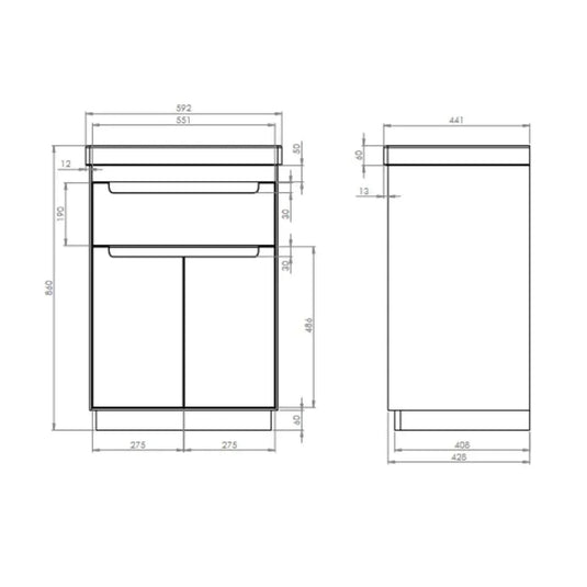 Tavistock Acumen 600mm Freestanding Vanity Unit - Storm Grey - ACU600F.SG - Envy Bathrooms Ltd
