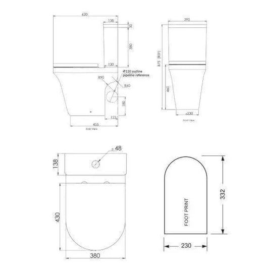 Tavistock Aerial Comfort Height Open Back C/C Rimless Pan - White - PC650S - Envy Bathrooms Ltd