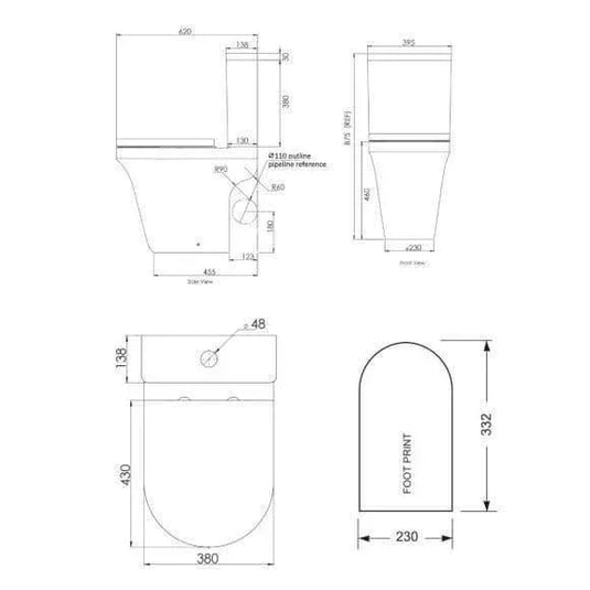 Tavistock Aerial Comfort Height Open Back C/C Rimless Pan - White - PC650S - Envy Bathrooms Ltd
