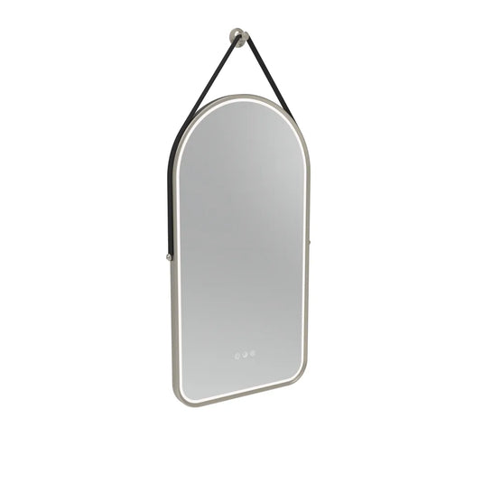 Tavistock Alderbury 500 Arch Illuminated Mirror with Black Strap - Brushed Nickel - Envy Bathrooms Ltd