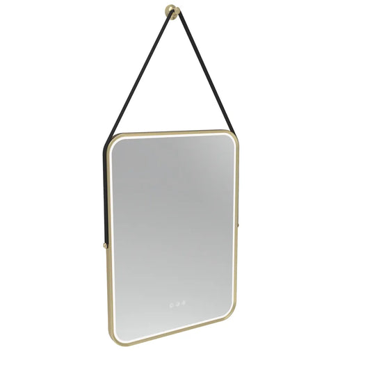 Tavistock Alderbury 500 Rectangular Illuminated Mirror Black Strap Brushed Brass | ALM050BRF3 - Envy Bathrooms Ltd