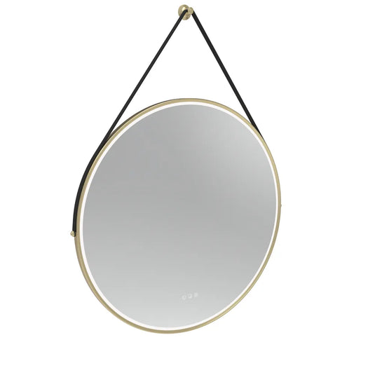 Tavistock Alderbury Circular 800 Illuminated Mirror Black Strap Brushed Brass | ALM80CBRF3 - Envy Bathrooms Ltd