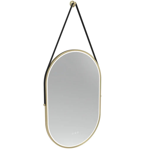 Tavistock Alderbury Pill 500 Illuminated Mirror With Black Strap Brushed Brass | ALM50PBRF3 - Envy Bathrooms Ltd