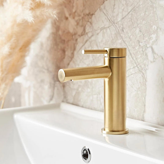 Tavistock Anthem Basin Mono Mixer Tap with Click Waste - Brushed Brass - TAN1104 - Envy Bathrooms Ltd