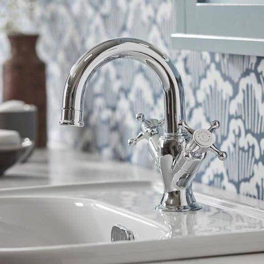 Tavistock Ashmore Basin Mixer Tap - Chrome/White - TAM11 - Envy Bathrooms Ltd