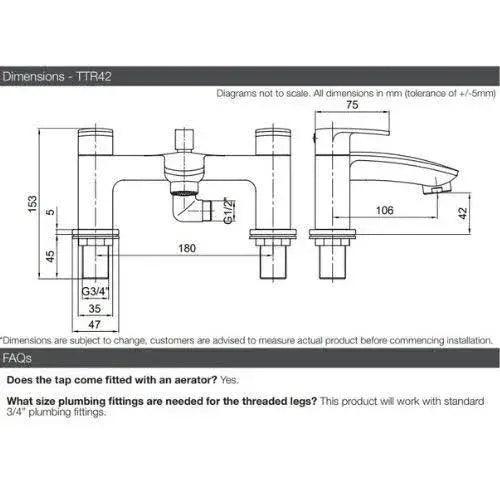 Tavistock Avid Deck Mounted Bath Shower Mixer Tap with Handset - Chrome - TAV42 - Envy Bathrooms Ltd