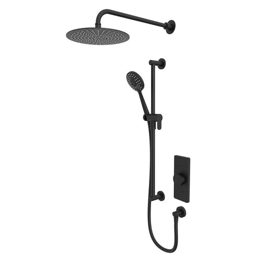 Tavistock Axiom Dual Function Shower System With Riser Kit and Overhead Shower - Matt Black - SAX2762 - Envy Bathrooms Ltd
