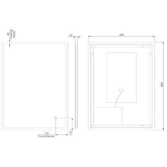 Tavistock Beta 600 Touch Control LED Mirror - Chrome - BTM060 - Envy Bathrooms Ltd