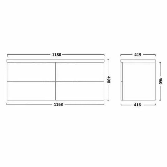 Tavistock Cadence 1200mm Wall Hung Vanity Unit - Gloss Light Grey - CA600W.Gx2 - Envy Bathrooms Ltd
