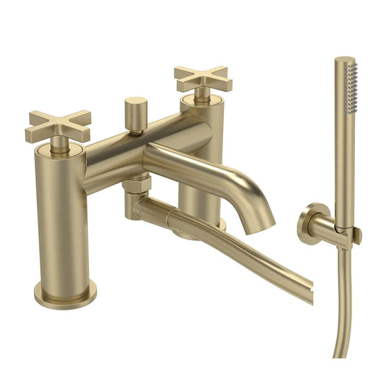 Tavistock Cohort Cross Bath Shower Mixer Brushed Brass | TCC4204 - Envy Bathrooms Ltd