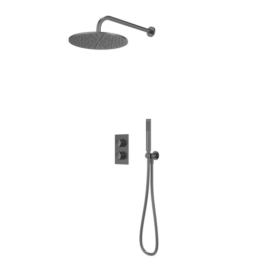 Tavistock Cohort Dual Function Shower System with Handset and Wall-Mounted Head Gunmetal | SCT1618 - Envy Bathrooms Ltd