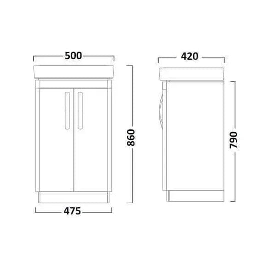 Tavistock Compass 500mm Floorstanding 2 Door Vanity Unit - Gloss White - CM500FW - Envy Bathrooms Ltd