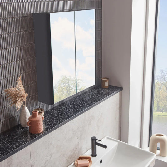 Tavistock Compass 600mm Double Door Mirrored Bathroom Cabinet - Storm Grey - CMCAB60SG - Envy Bathrooms Ltd