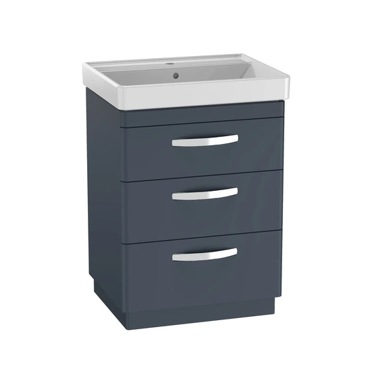Tavistock Compass 600mm Floor Standing Unit with Three Drawers - Oxford Blue - CM600F3DOB - Envy Bathrooms Ltd