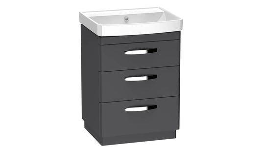 Tavistock Compass 600mm Floor Standing Unit with Three Drawers - Storm Grey - CM600F3DSG - Envy Bathrooms Ltd
