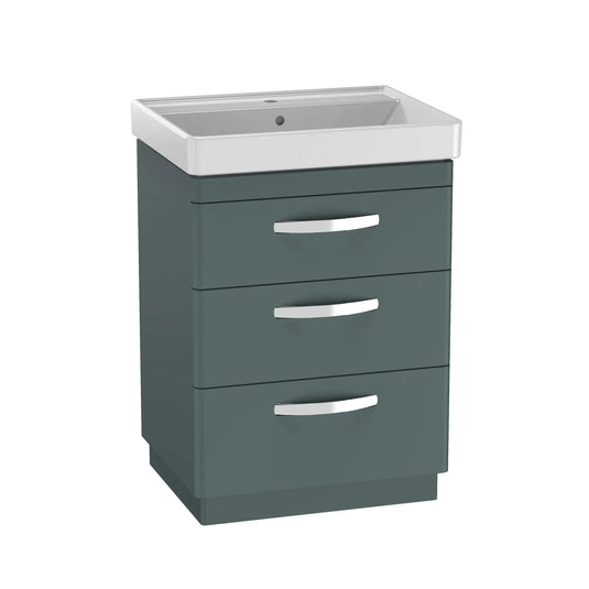 Tavistock Compass 600mm Floor Standing Unit with Three Drawers - Viridian Green - CM600F3DVRG - Envy Bathrooms Ltd