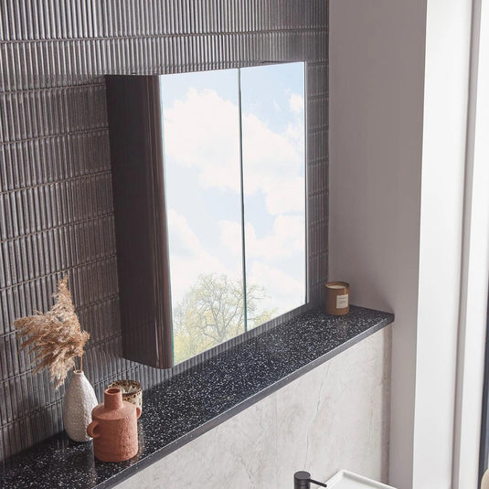 Tavistock Compass Double Door Mirrored Bathroom Cabinet Gloss Clay 600mm - Envy Bathrooms Ltd