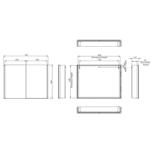 Tavistock Facade 800mm Double Door Recess Cabinet - FCC080U - Envy Bathrooms Ltd