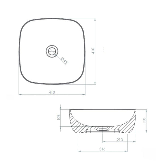 Tavistock Foss 400 x 400mm Square Freestanding Bowl - White - Envy Bathrooms Ltd