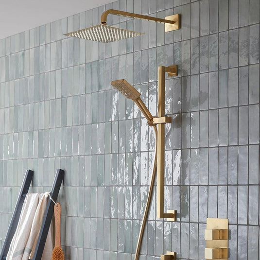Tavistock Index Concealed Dual Function Shower System with Riser Kit & Overhead Shower - Brushed Brass - SND1612 - Envy Bathrooms Ltd