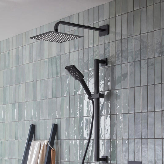 Tavistock Index Concealed Dual Function Shower System with Riser Kit & Overhead Shower - Matt Black - SND1611 - Envy Bathrooms Ltd