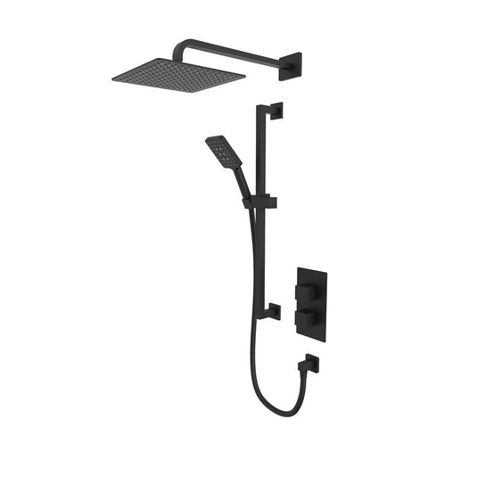 Tavistock Index Concealed Dual Function Shower System with Riser Kit & Overhead Shower - Matt Black - SND1611 - Envy Bathrooms Ltd