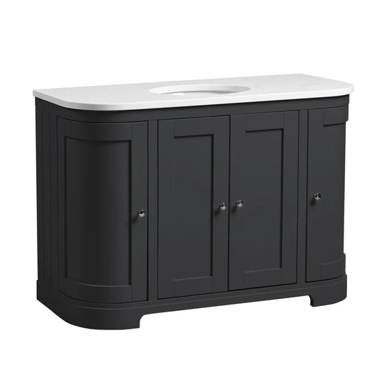Tavistock Lansdown 1200 Curved Underslung Unit Matt Black | LAN1200C.BLK - Envy Bathrooms Ltd