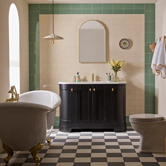 Tavistock Lansdown 1200 Curved Underslung Unit Matt Black | LAN1200C.BLK - Envy Bathrooms Ltd