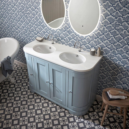 Tavistock Lansdown 1200mm Curved Double Basin Worktop - Carrara - LANC2USW12.CA - Envy Bathrooms Ltd