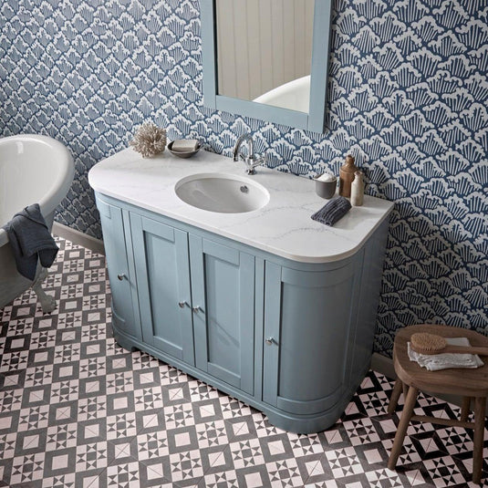 Tavistock Lansdown 1200mm Curved Single Basin Worktop - Carrara - LANCUSW12.CA - Envy Bathrooms Ltd