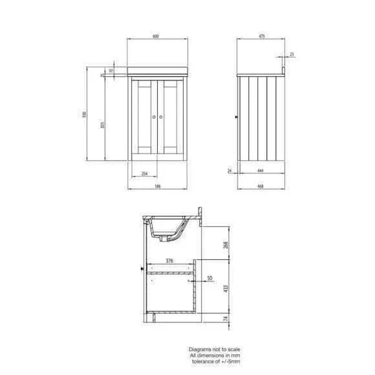 Tavistock Lansdown 600mm Underslung Floorstanding Vanity Unit - Linen White - LAN600US.LW - Envy Bathrooms Ltd