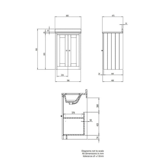 Tavistock Lansdown 600mm Underslung Vanity Unit - Mineral Blue - LAN600US.MB - Envy Bathrooms Ltd