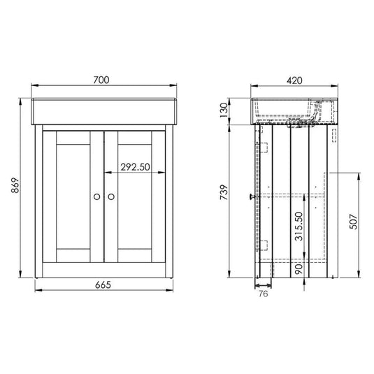 Tavistock Lansdown 700mm Floorstanding Vanity Unit - Sherwood Green - LAN700B.SDG - Envy Bathrooms Ltd