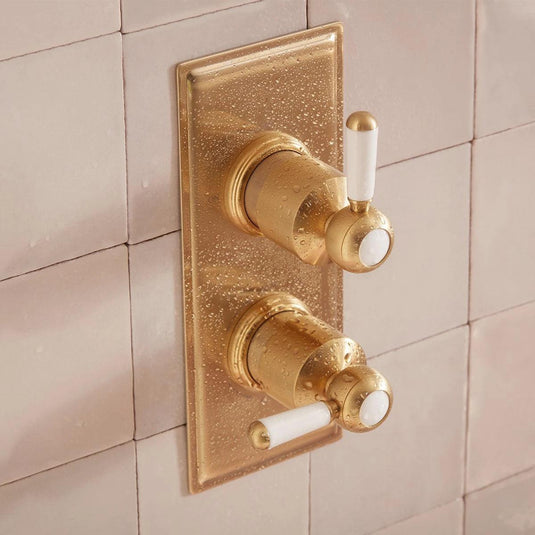 Tavistock Lansdown Dual Function Concealed Shower System With Riser Kit & Overhead Shower - Brushed Brass - SLD1602 - Envy Bathrooms Ltd