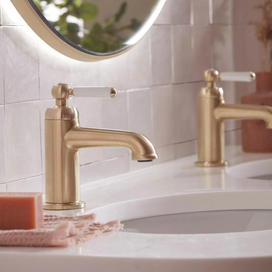 Tavistock Lansdown Pair of Basin Taps - Brushed Brass - TLD7004 - Envy Bathrooms Ltd