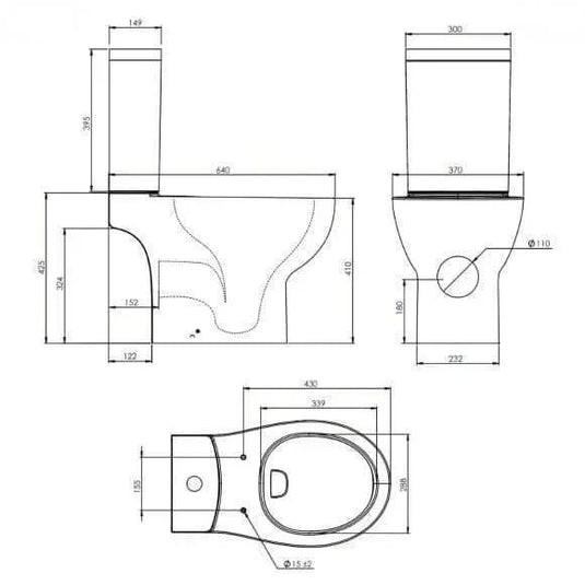 Tavistock Loft Close Coupled Open Back Rimless Pan - White - DC14033 - Envy Bathrooms Ltd