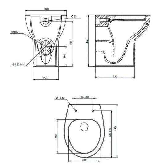 Tavistock Loft Comfort Height Back to Wall Rimless Pan - White - DC14027 - Envy Bathrooms Ltd