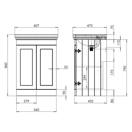 Tavistock Marston 600mm Vanity Unit - Matt Spruce - MS600F.MSP - Envy Bathrooms Ltd