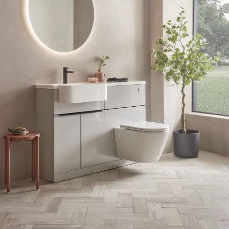 Tavistock Match 1000mm Combination Vanity Unit (LH) - Gloss Light Grey - MAT10L.G - Envy Bathrooms Ltd