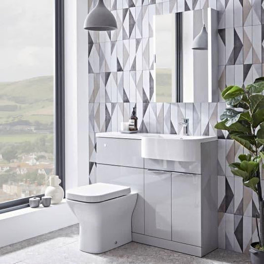 Tavistock Match 1000mm Combination Vanity Unit (RH) - Gloss Light Grey - MAT10R.G - Envy Bathrooms Ltd