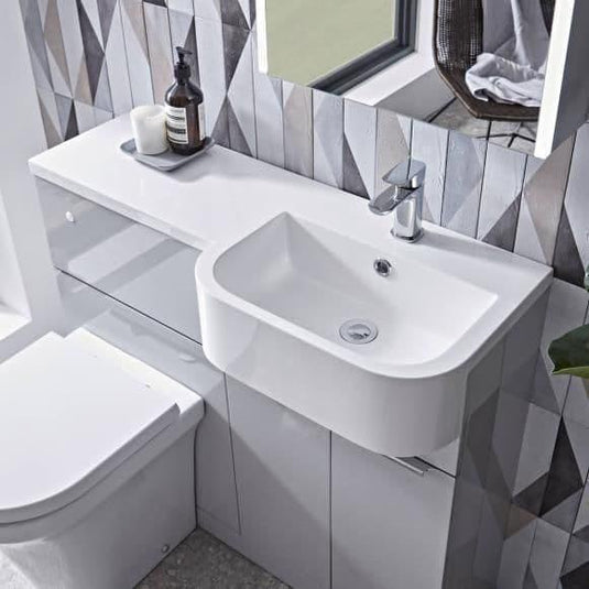 Tavistock Match 1000mm Combination Vanity Unit (RH) - Gloss Light Grey - MAT10R.G - Envy Bathrooms Ltd
