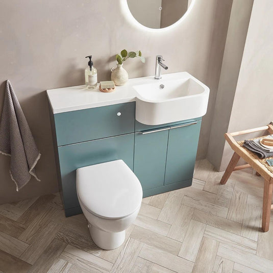 Tavistock Match 1000mm Combination Vanity Unit (RH) - Viridian Green - MAT10R.VRG - Envy Bathrooms Ltd