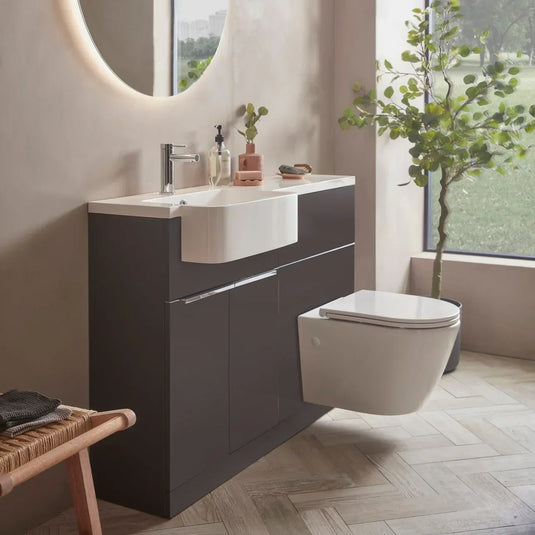 Tavistock Match 1200mm Combination Vanity Unit (LH) - Storm Grey - MAT12L.SG - Envy Bathrooms Ltd