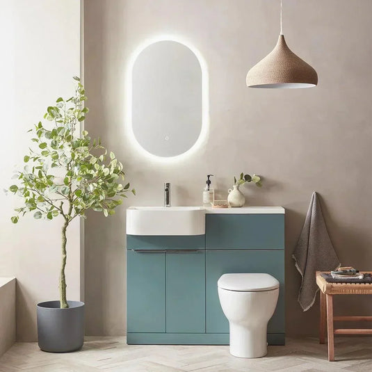 Tavistock Match 1200mm Combination Vanity Unit (LH) - Viridian Green 1200mm - MAT12L.VRG - Envy Bathrooms Ltd