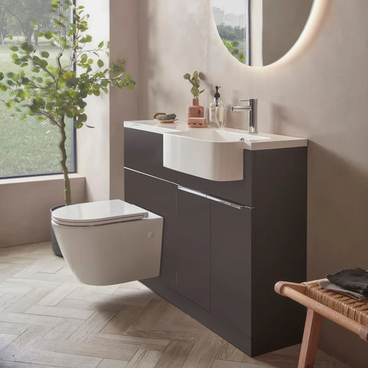 Tavistock Match 1200mm Combination Vanity Unit (RH) - Storm Grey - MAT12R.SG - Envy Bathrooms Ltd